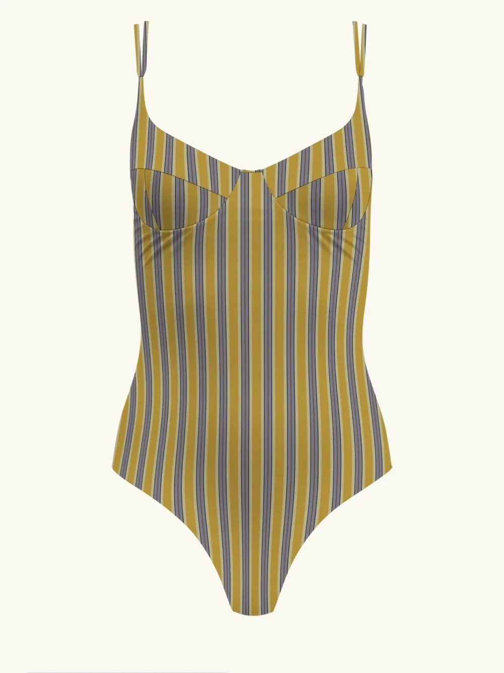 acacia swimwear Mustard Yellow Striped One-Piece Swimsuit